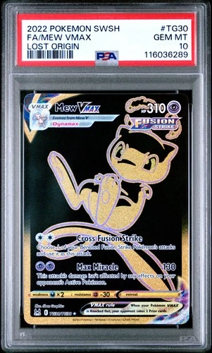 2022 POKEMON SWORD & SHIELD LOST ORIGIN #TG30 FULL ART/MEW VMAX PSA 10