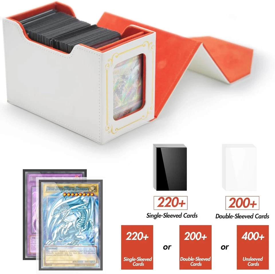 STORY of WHITE Laser Card Deck Box for YGO MTG Organizer Holds 220+ Double Sleev