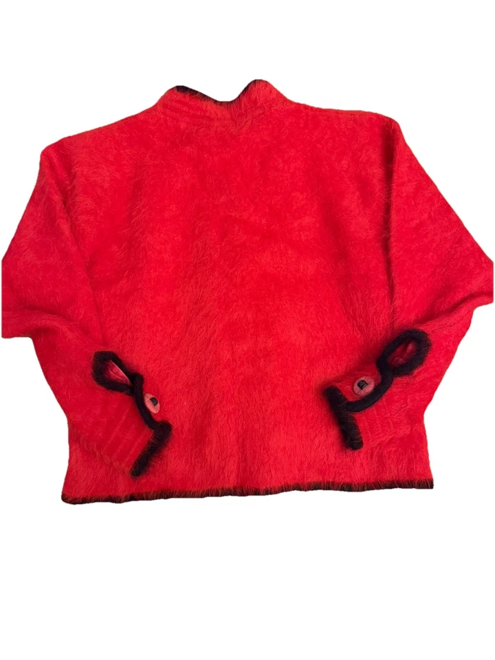 Vtg Venesha Angora Sweater Cardigan Red Blazer Jacket Small - Image 4 of 4