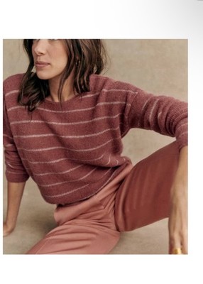 Sezane Rosewood Gaspard Super Kid Mohair Alpaca Striped Cardigan sz L