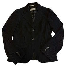 VTG Max Mara Made In Italy Women  s Pin Striped Navy Blazer Jacket Notch Lapel 6