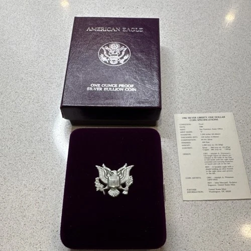 United States Mint American Eagle 1 oz Proof Silver 1986 S w/ Box & Certificate