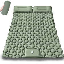 Double Inflatable Mat Camping Sleeping Self Inflating Mattress Bed Air Pillow