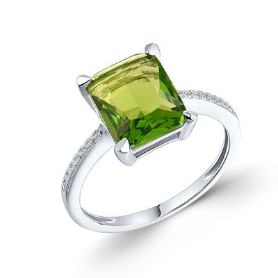 Kaufbei Sokolov Damenring aus 925 Silber mit grünem Peridot und farblosen Zirkon