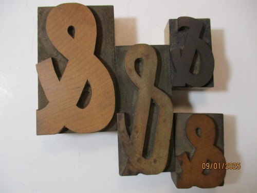 Printing Letterpress Printer Type Block Antique Wood Ampersands - Picture 2 of 5