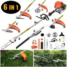 52CC 6 in1 Hedge Trimmer Multi Tool Petrol Strimmer Brush Cutter Garden Chainsaw