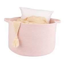 Large Cotton Rope Basket Blankets Basket Living Room 22"x14" Toy Baskets pink