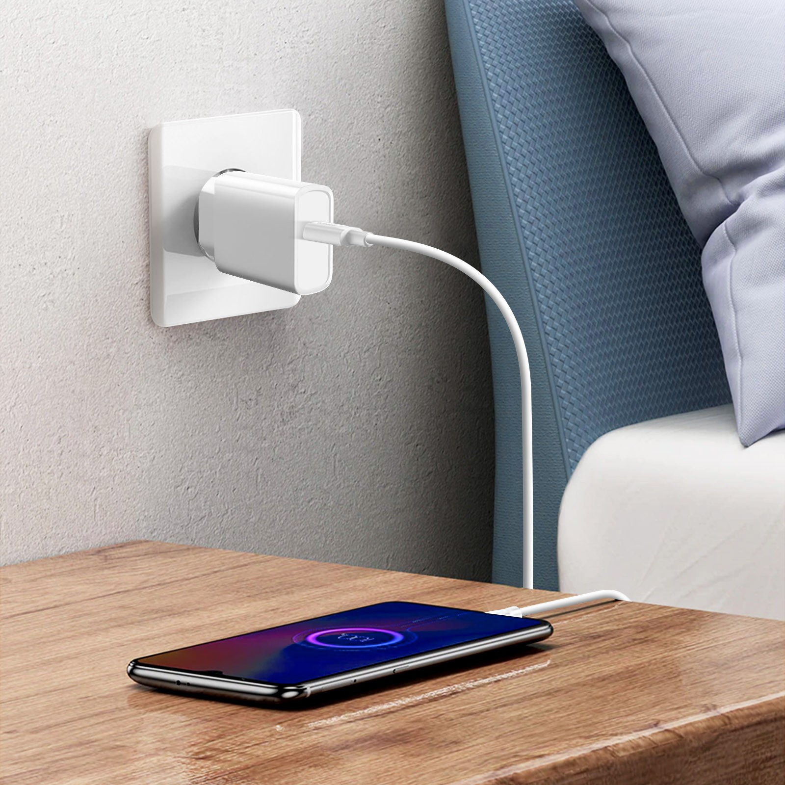 Chargeur USB-C 20W Power Delivery Blanc pour iPhone et Android