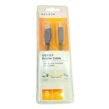 Belkin USB 2.0 Printer Cable 6 Foot Gold-plated Heavy Gauge Factory Sealed NEW