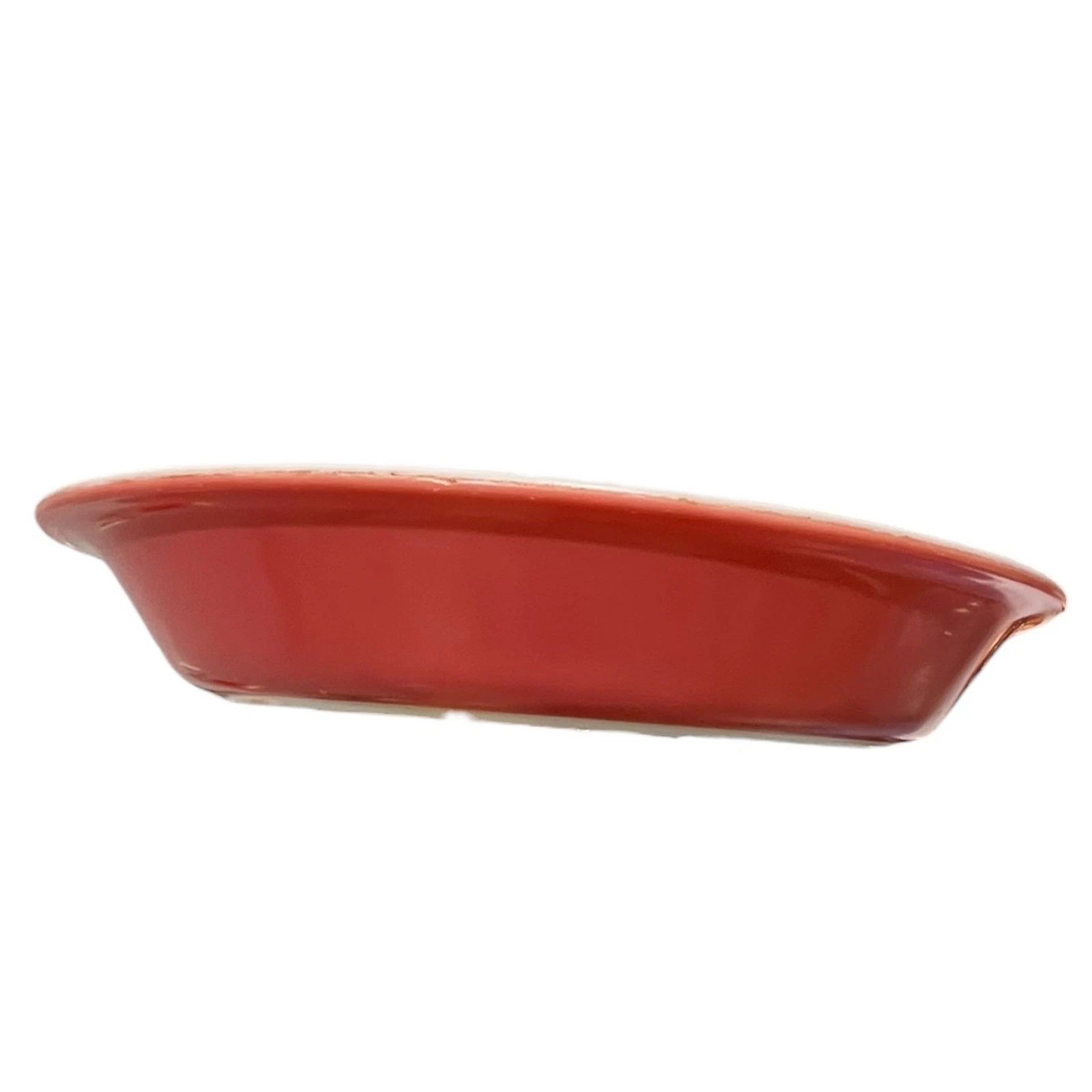 Vintage Pyrex 909 Red White Milk Glass 9 Inch Round Pie Plate Baking Dish USA