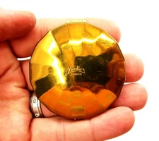 Vintage YARDLEY LONDON Ladies Powder Compact Round 2.25" Wide Brass Toned