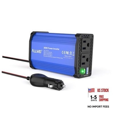 300W Car Power Inverter, DC 12V to 110V AC Converter Car Plug PD27WBlue