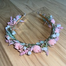 Flower Crown Headband Pink Rose Boho Hair Accessory