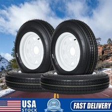 4 Pcs Trailer Tires On Rims 5.30-12 5.30x12 530 X 12 Lrc 5 Lug White Spoke W