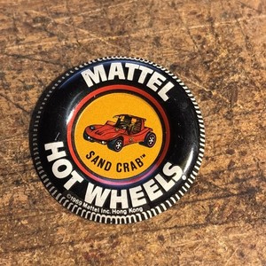 SAND CRAB Mattel Hot Wheels metal badge/pin/button/pinback 1969