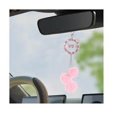 Bling Heart Car Hanging Accessories, Crystal Rhinestone Vehicle Rearview Pink