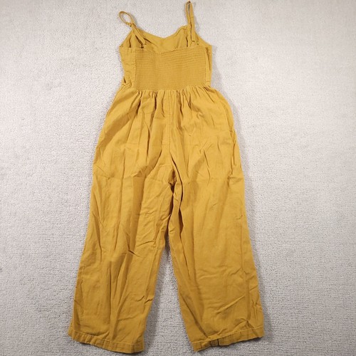 Old Navy Strappy Jumper Linen Blend Womens Small Yellow Wide Leg Crop Pockets - Picture 10 of 14