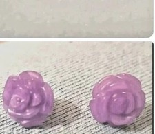 Pink or Purple Burmese Jadeite Jade Hand Carved Flower Earrings in Sterl silver
