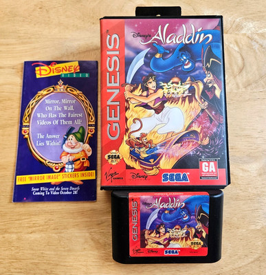 Sega Genesis - Aladdin - Video Game, Box + DISNEY INSERT