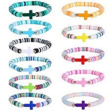 11 Pcs Friendship Bracelets Clay Bead Bracelets Heishi Bracelets Set Stackable S
