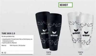 Erima Tube Sock 2.0 Strumpf ohne Fuß für Schienbeinschoner Fußball Halter Soccer