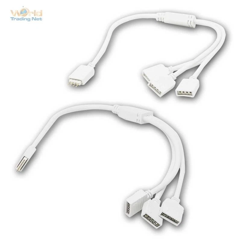 2 Cavi Di Estensione Per Strisce LED RGB 4 Pin - Lunghi 2 Metri Ciascuno, Bianchi, Per Prolungare Nastro LED