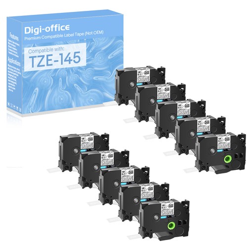 10PK Compatible with Brother PT-D450 Tze TZ-145 White on Clear Label Tape 0.7"
