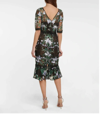 MARCHESA NOTTE FLORAL EMBROIDERED COCKTAIL MIDI DRESS sz 2 | eBay
