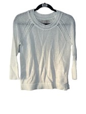 Ann Taylor Loft Pullover Sweater Knit Small S Cream Ecru Long Sleeves Career