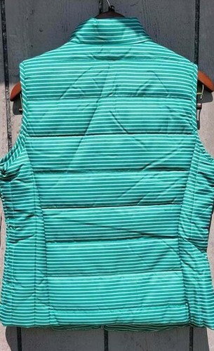 PUFFER BUBBLE Vest Jacket Green & White Stripe Size Small NEW Lightweight - Picture 2 of 4