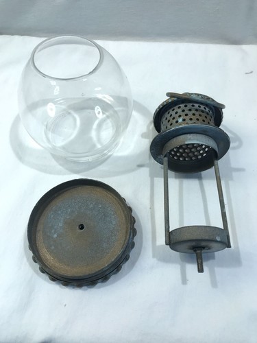 Tealight holder, metal glass lantern style with holding or hanging loop, 7.5" - Picture 6 of 10