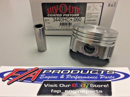 BB Chevy 454 7.4L 1996 - 2000 Coated Skirt Piston Set Silvolite 3440HC.060 - Picture 5 of 7