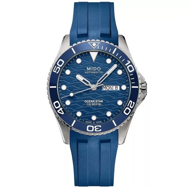 New Mido Ocean Star 200C Blue Dial Rubber Strap Men