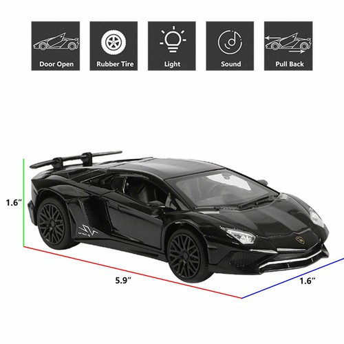 Lamborghini Aventador LP750-4 SV 1/32 Model Car Diecast Toy Vehicle Gift Black - Picture 2 of 7
