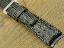 Black Rubber w Silver Tone Buckle 19mm Swiss made Watch Band Vintage Unused NOS