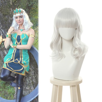 Lol Empress Of The Elements Qiyana Cosplay Wig Bang Silver White