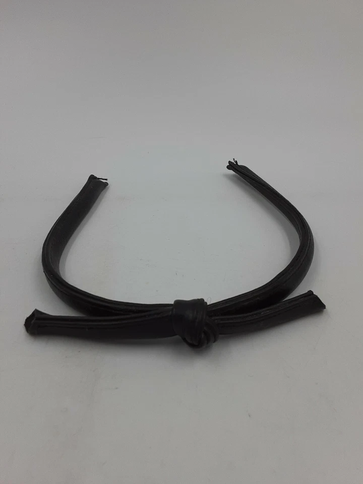 Ladies Genuine Leather Black Headband w/ Bow - Goth Mod Rocker Punk Style - Image 3 of 4
