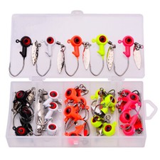 25pcs Underspin Fishing Jig Heads Hook with Willow Blade Eyes Bass Crappie Lures