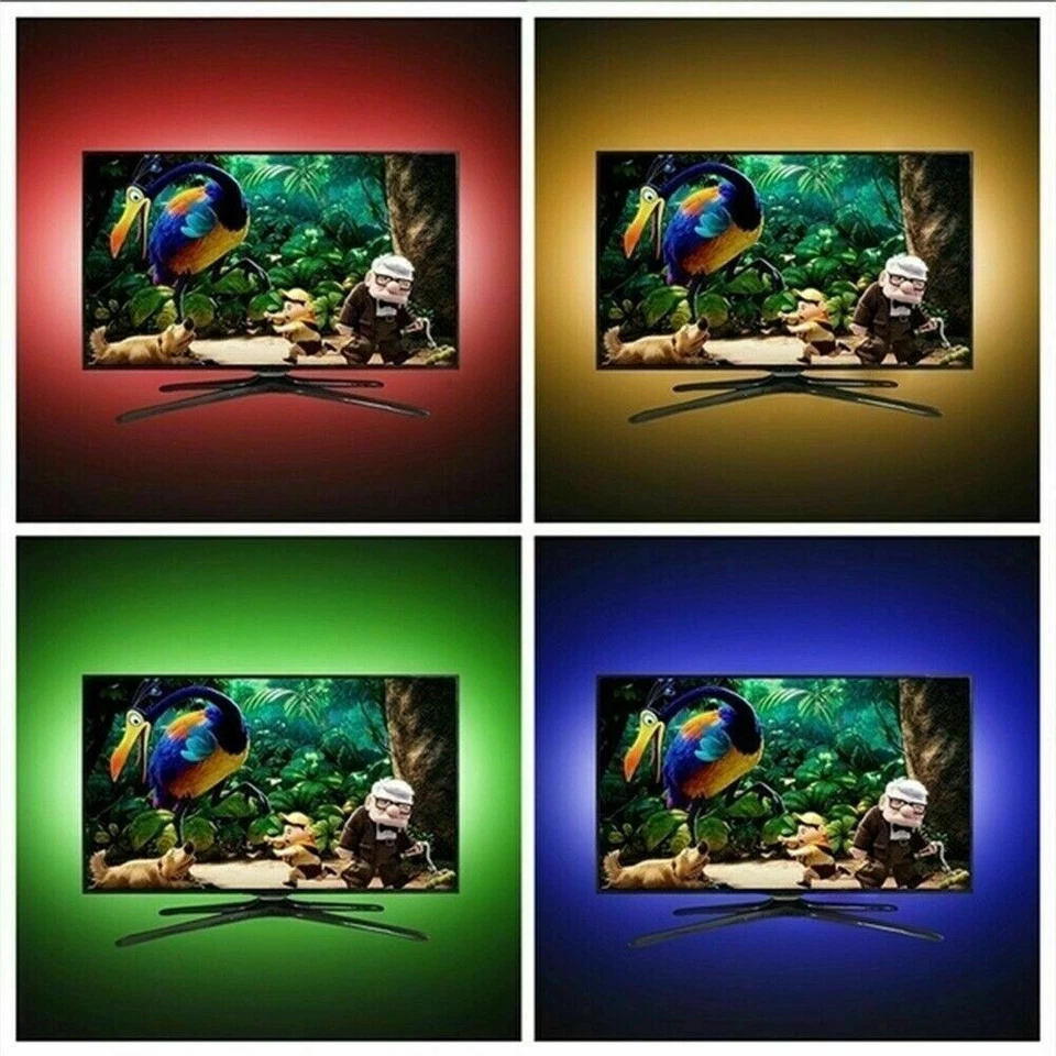 KIT TV STRISCIA STRIP LED USB RGB PER RETROILLUMINAZIONE TV 4x50cm 2MT SMD-5050 - Immagine 3 di 3