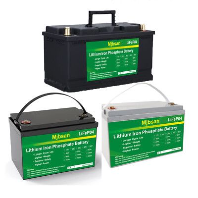Mjbsan LiFePO4 12V 100Ah Deep Cycle Lithium Battery for RV Off-grid Solar Marine