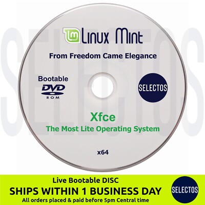 Linux Mint 22.2 Zara Xfce Edition Live CD Bootable DISC Linux OS x86 64bit