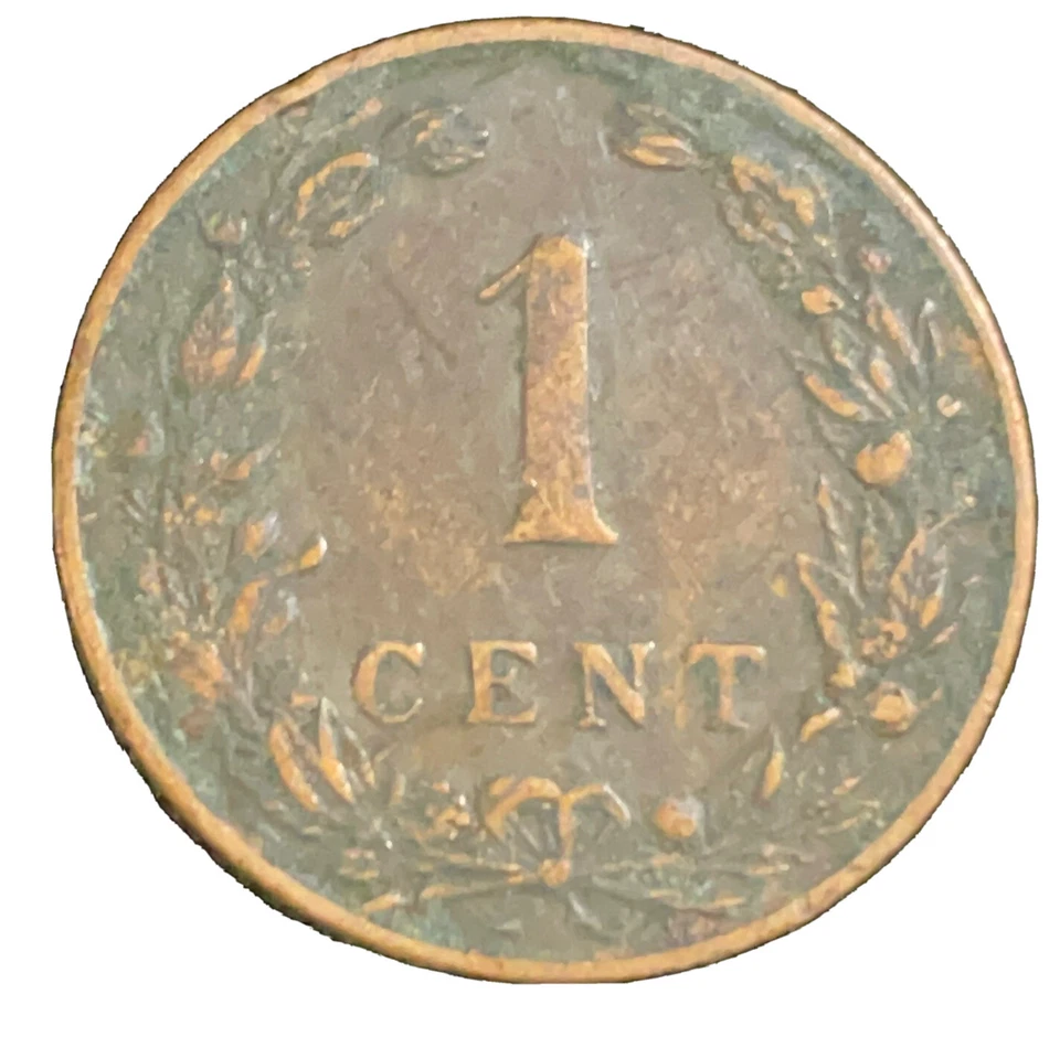 Netherlands 1 Cent 1904 Coin Willem III Wilhelmina Lion Bronze 19mm Km# 107.1 - Image 4 of 4