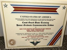 COAST GUARD B.T. HONOR GRADUATE COMMEMORATIVE CERTIFICATE  W/PRINTING TYPE-1