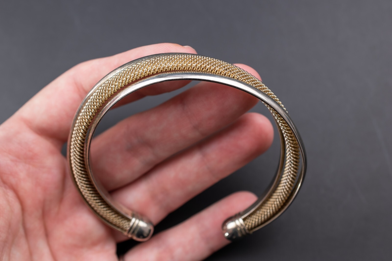 Mesh open bangle sterling silver, basic accent st… - image 12
