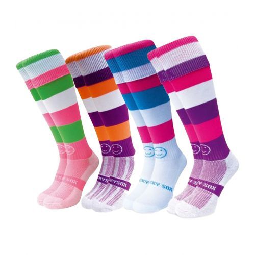 WackySox Calzini Sportivi Alti Al Ginocchio - 4 Paia, Multicolore, Con Coolmax Per Rugby E Calcio