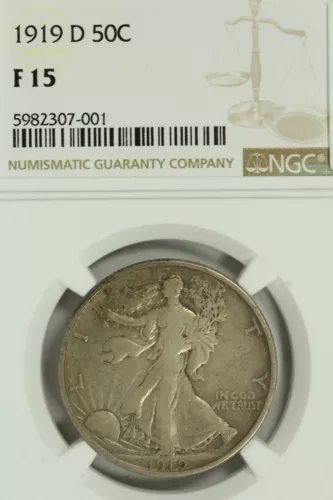 1919-D Walking Liberty Half Dollar : NGC F15