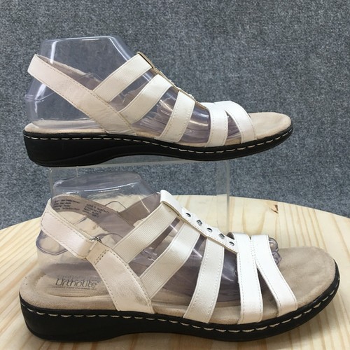Sandalias Croft And Barrow para mujer 10 M Etude punta abierta con cordones de cuero sintético blanco