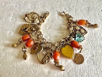 Arthur Pepper Bakelite Rhinestones Hearts Charms Snake