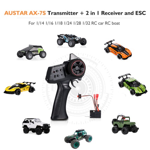 AUSTAR AX-7S 2.4G 3CH RC Transmitter with 2 in 1 Receiver ESC f/RC Car Boat D1E1 - Picture 2 of 12