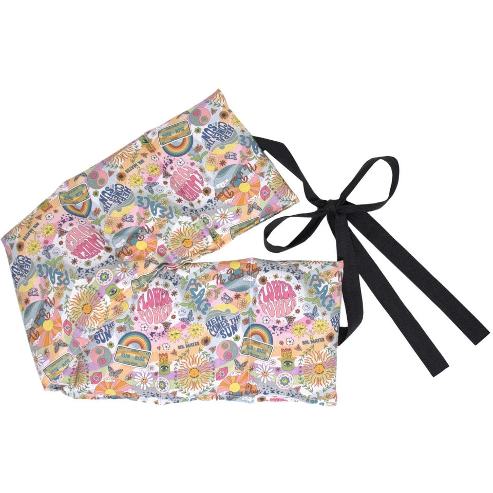 GIRAFFENLAND Körnerkissen MIT Bänder 65x15 Wärmekissen zum binden - Bio-Stoff Flower-Power